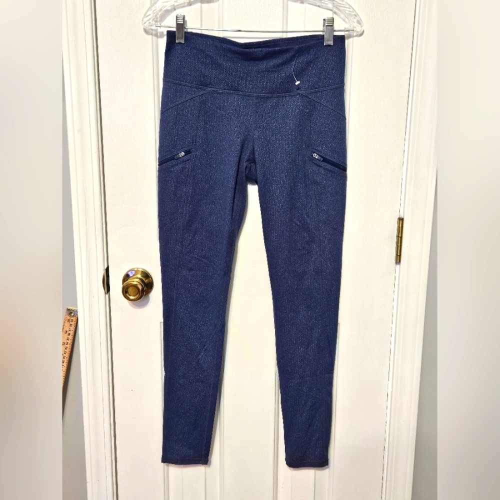 Athleta Navy Leggings with Zipper Pockets